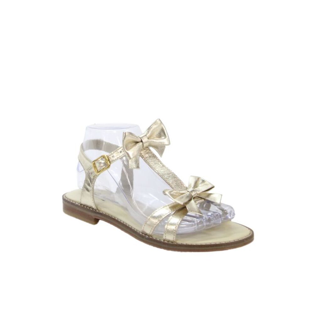 Michael Pasinkoff Womens Leather Metallic Bow Tied Sandals Gold Size EUR 37